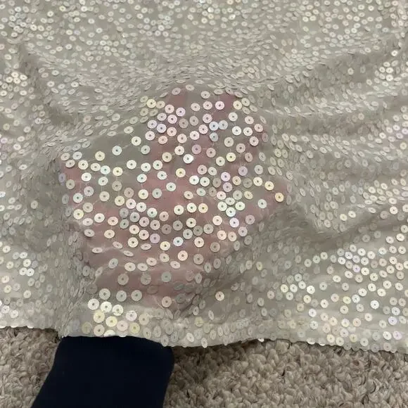 Givenchy Short Sleeve Sequin Sheer Blouse Sz 20W Glam Party Sparkly Casual - Picture 7 of 7